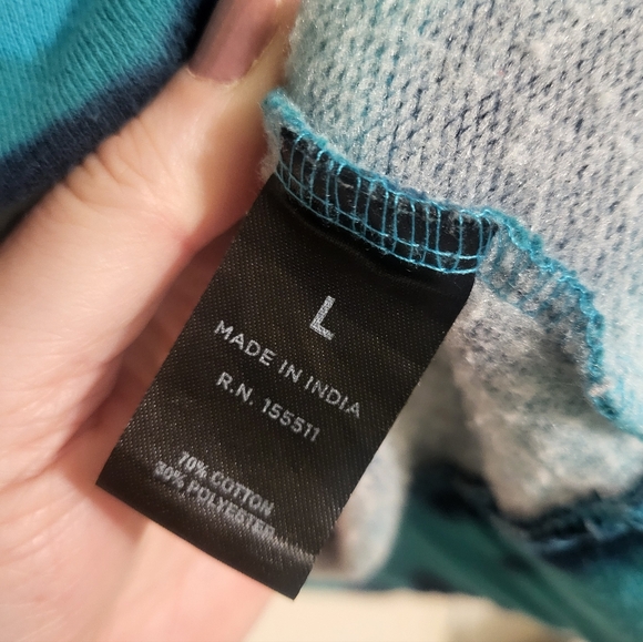 Aero Aeropostale New York Turquoise Black Tie Dye Ladies Sweatshirt Hoodie, L - Picture 7 of 7